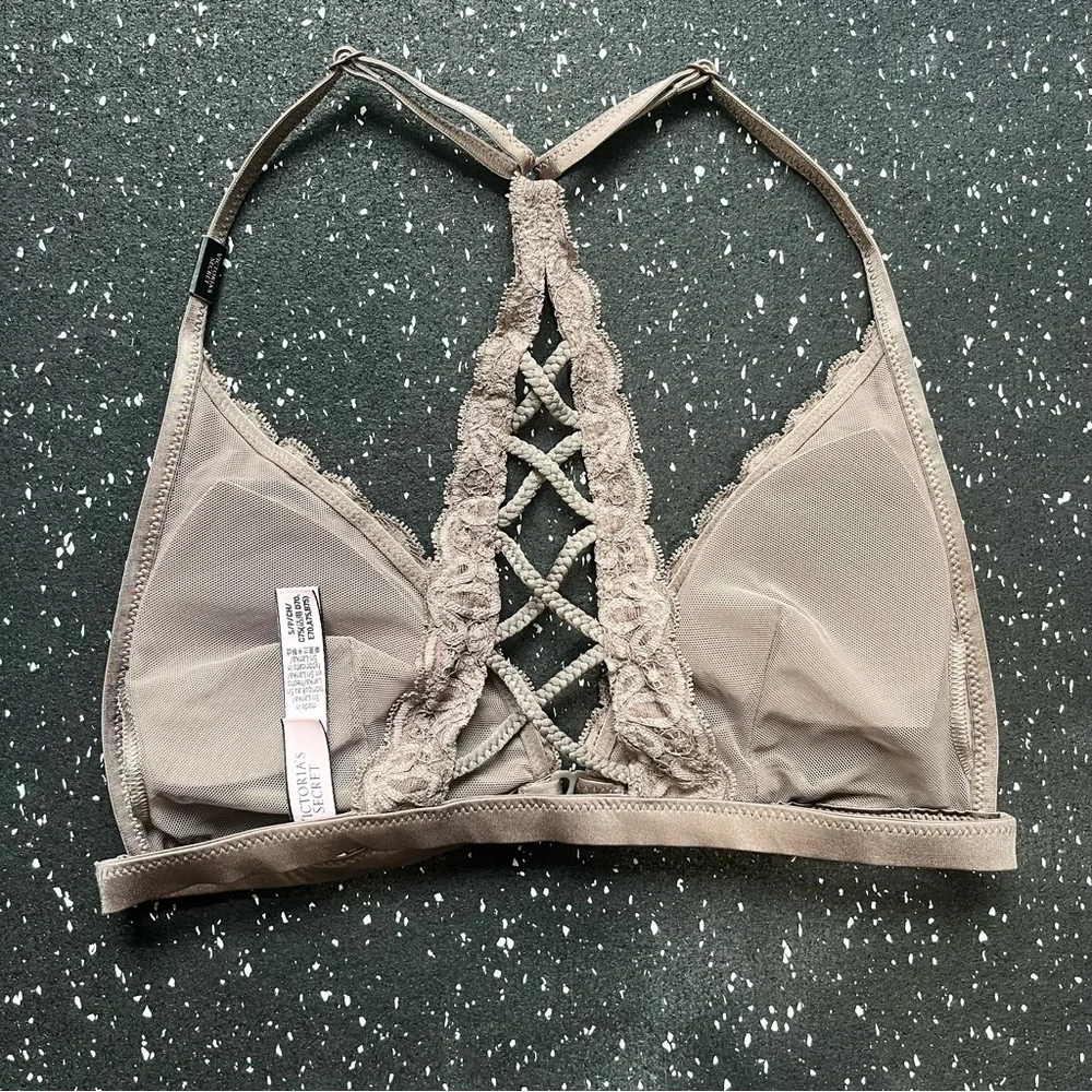 Victoria’s Secret Mauve Dusty Rose Floral Lace Bralette Racerback Womens Size S